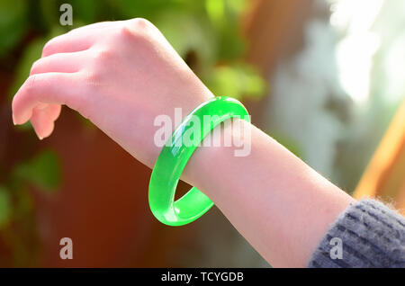 Jade bracelet wearing picture Stock Photo: 248512037 - Alamy