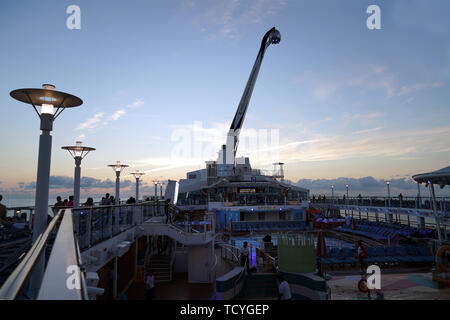 Ocean Quantum under the Night of the Royal Caribbean International Cruise Line Stock Photo