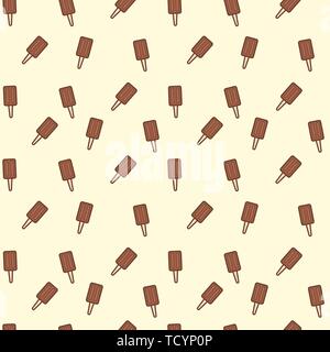 Doodle popsicle ice cream seamless pattern. beige background. Great for yummy summer dessert wallpaper, backgrounds, packaging, fabric, scrapbooking Stock Vector