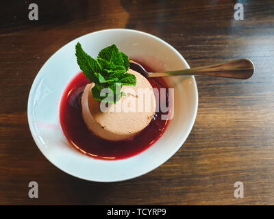 Image of top down view on tasty dessert on wooden background Stock Photo