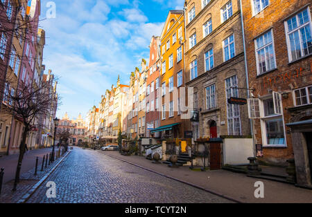 Gdansk, Poland - February 06, 2019: Piwna street and Academy of Fine Arts in the Old Town of Gdansk, Poland Stock Photo