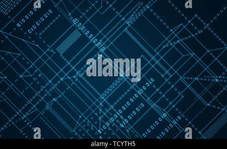 Digital matrix background of binary code, data flow in the digital age, binary code network Stock Photo