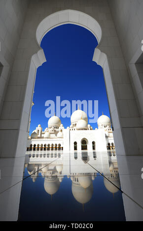 The main courtyard at the beautiful Sheikh Zayed Grand Mosque in Abu Dhabi.