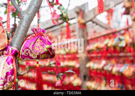 Closeup of handicrafts and incense sacs in Chengdu, Sichuan, China Stock Photo