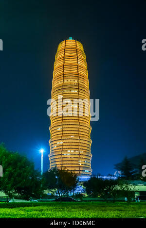 Night View of Big Corn Landmark in Zhengzhou, Henan Province Stock Photo