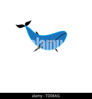 Blue whale vector icon isolated on white background Stock Vector