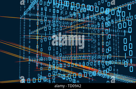 Digital matrix background of binary code, data flow in the digital age, binary code network Stock Photo