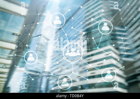 People relation and organization structure. Social media. Business and communication technology concept. Stock Photo