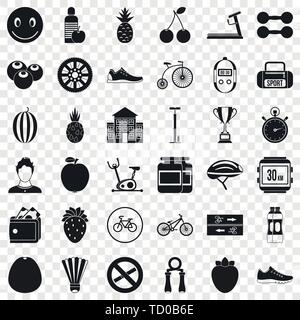 Strength icons set, simle style Stock Vector