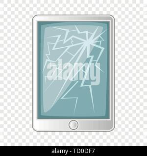 Tablet with broken screen icon, cartoon style Stock Vector