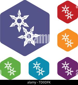 Ninja stars icon, simple black style Stock Vector