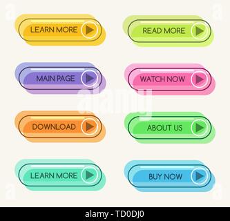 Shop linear buttons design. Shopping button icons, modern easy designed online buy and learn, login and booking vector elements Stock Vector