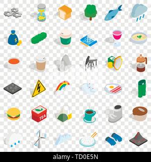 Winter icons set, isometric style Stock Vector