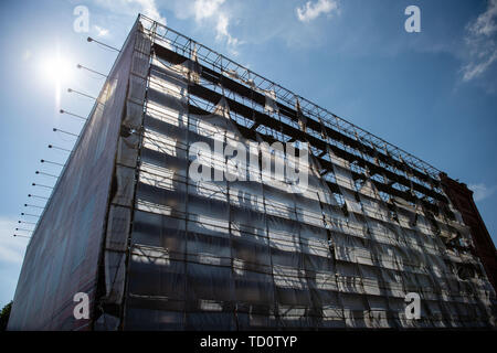 Berlin, Germany. 07th June, 2019. A scaffolding stands at the old building of the Bauakademie by Carl Friedrich Schinkel. Credit: Lisa Ducret/dpa/ZB/dpa/Alamy Live News Stock Photo