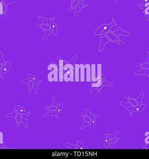 Seamless pattern of contour of dinosaurus pterodactyl. Isolated on purple background. Vector illustration. Stock Vector