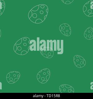 Seamless pattern of contour of dinosaurus egg. Isolated on green background. Vector illustration. Stock Vector