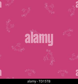 Seamless pattern of contour of volcanic eruption with palm trees. Isolated on pink background. Vector illustration. Stock Vector