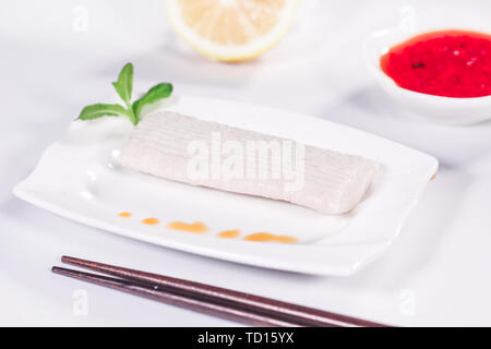 Fish rafts sandwich fish rafts fish meat color fish rafts surimi frozen fish balls food hot pot ingredients spicy hot food close-up Stock Photo