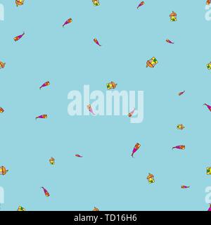 Seamless pattern of houses in doodle style. Vector illustration, kids drawing on white background Stock Vector