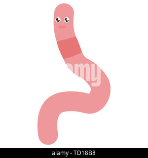 Cartoon worm squirms.  illustration on white background. Stock Photo