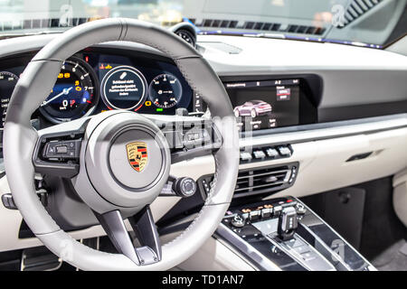 Geneva, Switzerland, March 06, 2019 all new Porsche 911 Carrera 4S cabrio 8th-gen at Geneva International Motor Show, 992 Series car from Porsche Stock Photo