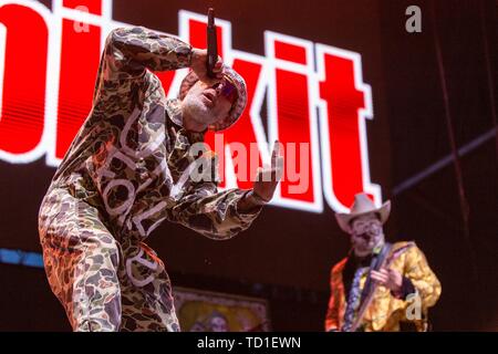 June 8, 2019 - Dana Point, California, U.S - FRED DURST and WES BORLAND of Limp Bizkit during the KROQ Weenie Roast 2019 at Doheny State Beach in Dana Point, California (Credit Image: © Daniel DeSlover/ZUMA Wire) Stock Photo