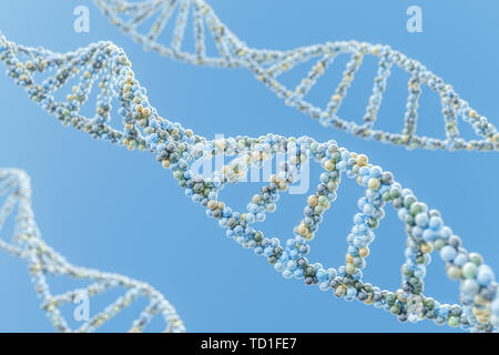 Spherical spiral DNA, three-dimensional rendering Stock Photo