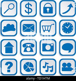 Icons in the style of paper cutouts - all objects grouped separately and easy to edit EPS10 Stock Vector