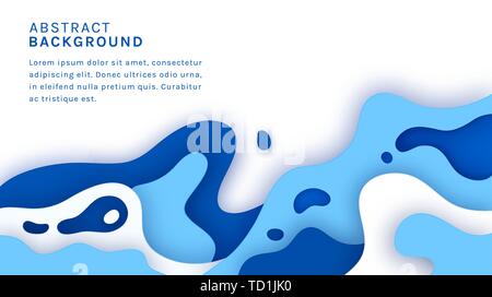 Sea paper cut background with copy space. Abstract vector banner with multi layers waves and place for text. Stock Vector