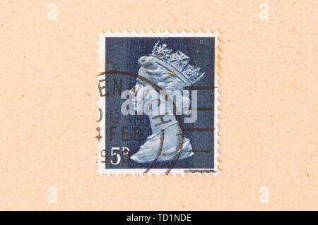 UNITED KINGDOM - CIRCA 1960: A stamp printed in the United Kingdom shows queen Elizabeth, circa 1960 Stock Photo