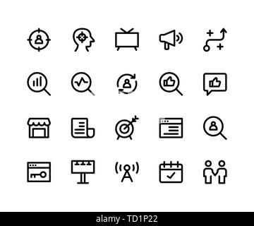 Simple Set of Marketing Related Vector Line Icons. Contains such Icons as target, strategy, feedback, goal and More. pixel perfect vector icons based  Stock Vector