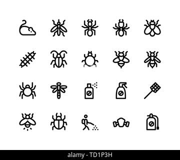 Simple Set of Pest Control Related Vector Line Icons. Contains such Icons as mouse, mosquito, ant, termite and More. pixel perfect vector icons based  Stock Vector