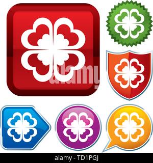 Vector illustration. Set shiny icon series on buttons. Shamrock. Stock Vector