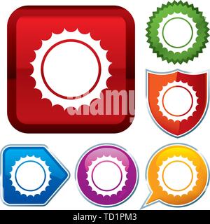 Vector illustration. Set shiny icon series on buttons. Sun. Stock Vector