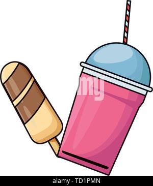 delicious ice lolly icon cartoon and frozen ice shaved Stock Vector