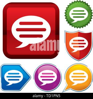 Vector illustration. Set shiny icon series on buttons. Talk. Stock Vector