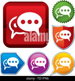 Vector illustration. Set shiny icon series on buttons. Bubble talk. Stock Vector