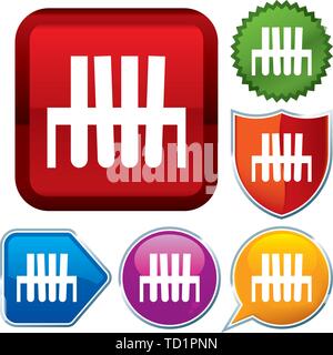 Vector illustration. Set shiny icon series on buttons. Test tubes. Stock Vector
