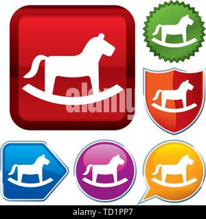 Vector illustration. Set shiny icon series on buttons. Toy. Stock Vector