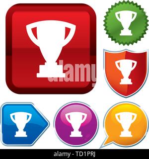 Vector illustration. Set shiny icon series on buttons. Trophy Stock Vector