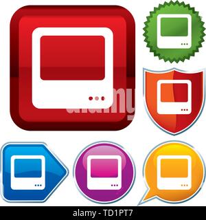 Vector illustration. Set shiny icon series on buttons. TV. Stock Vector