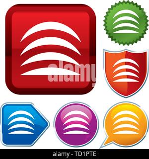 Vector illustration. Set shiny icon series on buttons. Up. Stock Vector