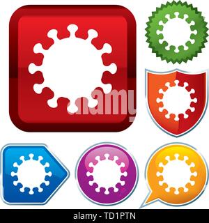 Vector illustration. Set shiny icon series on buttons. Virus. Stock Vector