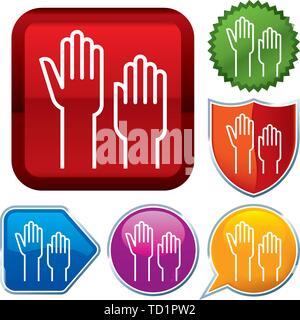 Vector illustration. Set shiny icon series on buttons. Voting. Stock Vector