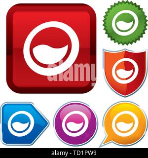 Vector illustration. Set shiny icon series on buttons. Water. Stock Vector