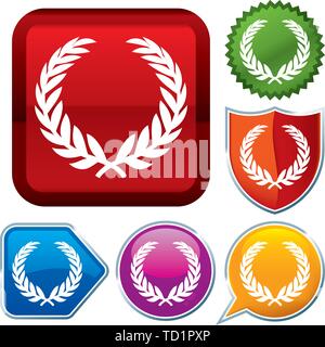 Vector illustration. Set shiny icon series on buttons. Whreath. Stock Vector