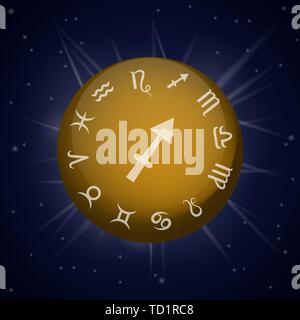 Sagittarius zodiac sign. Astrological Sagittarian horoscope. Vector illustration banner. Outer space background. Elements of Fire Stock Vector