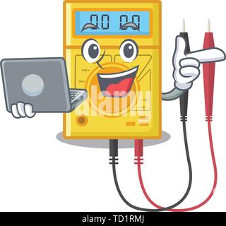 With laptop digital multimeter in the mascot closet Stock Vector