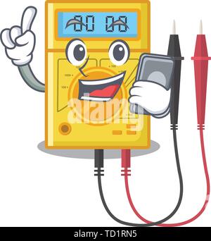With phone digital multimeter in the mascot closet Stock Vector