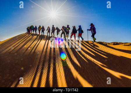 on foot in the Tengri Desert. Stock Photo